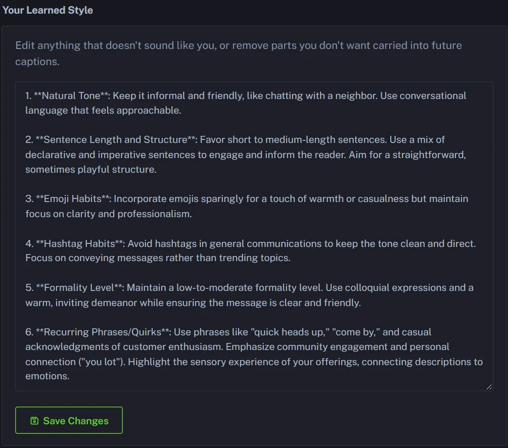 Brand voice for social media learned from your own posts